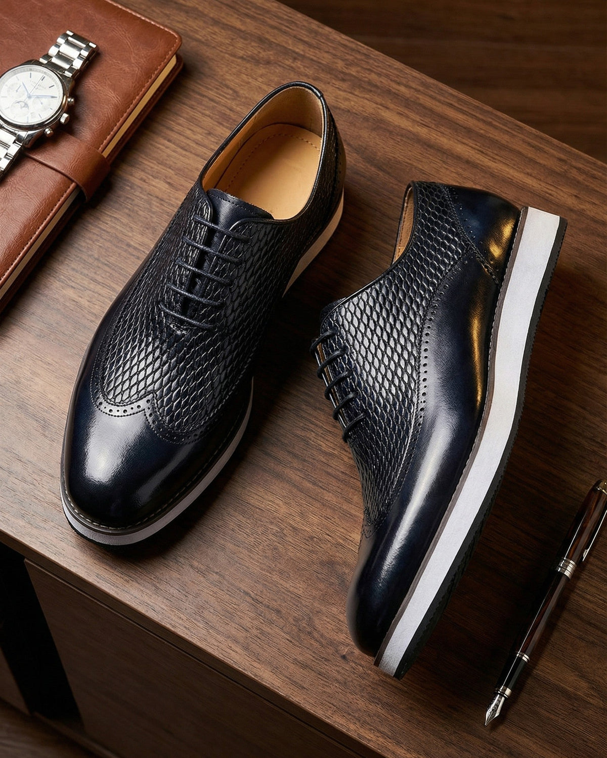 Emilio Cowhide Lace-Up Shoe